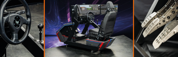 Fahrsimulator mit Lenkrad, Schaltung und Pedalen